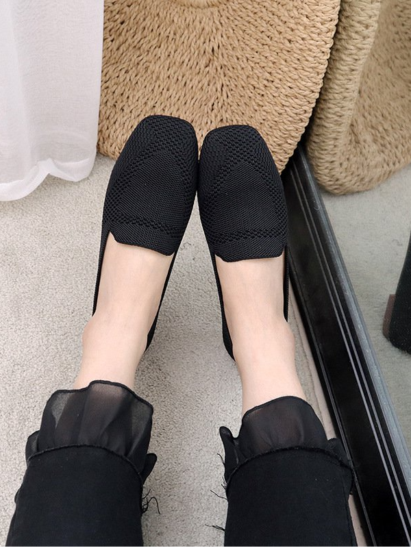 Casual Plain Spring Daily Round Toe Mesh Fabric Rubber Slip On Shallow Shoes Women's Shoes for Women