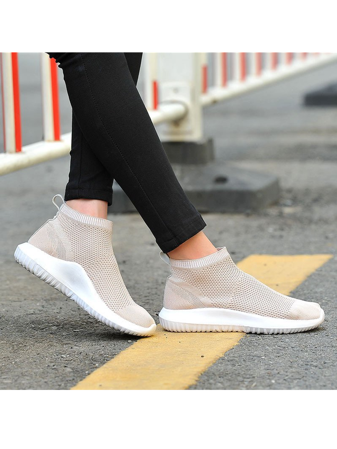 Women's Flyknit Breathable Sneakers Slip On Sport Shoes