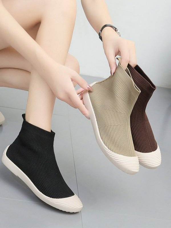 Women Casual Plain All Season Polyester Flat Heel Closed Toe Nylon Slip On Deep Mouth Shoes Women's Shoes