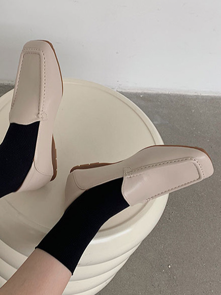 plain leather women's mule flat shoes
