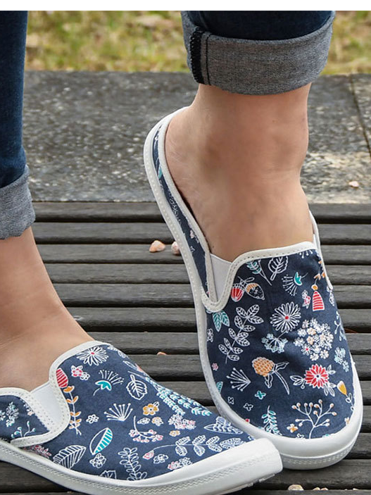 women's floral casual flat slip-on shoes