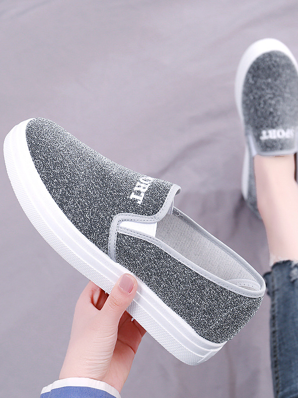 Women's multi-size canvas casual flat shoes slip on