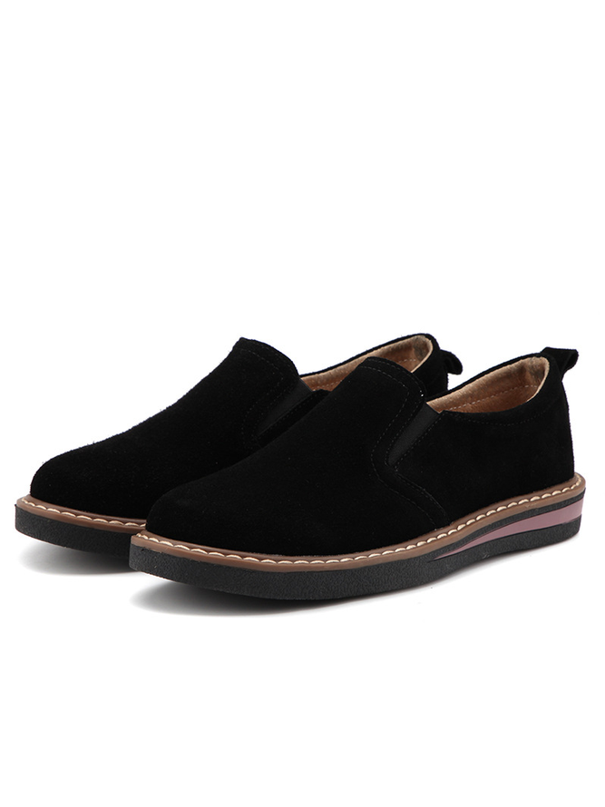 women's slip on suede solid color flat shoes