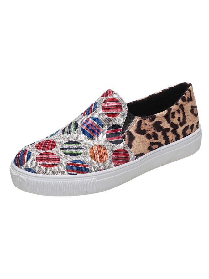 Women's polka dot zebra pattern stitching flat shoes slip-on shoes