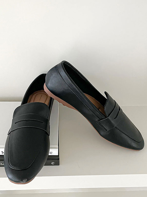 women's leather slip on flat shoes