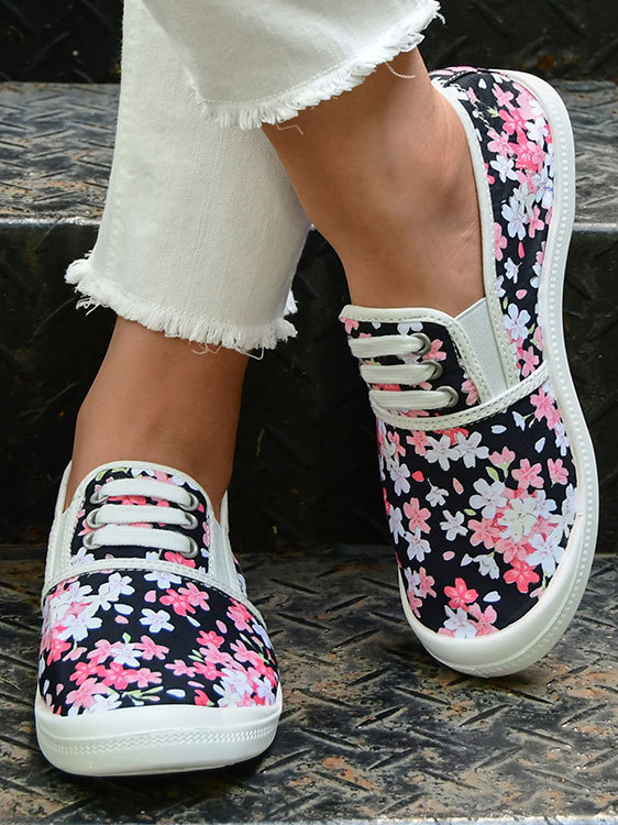 Floral casual women's slip-on flat shoes
