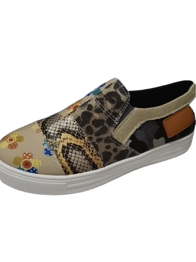 women's leopard print slip-on canvas shoes