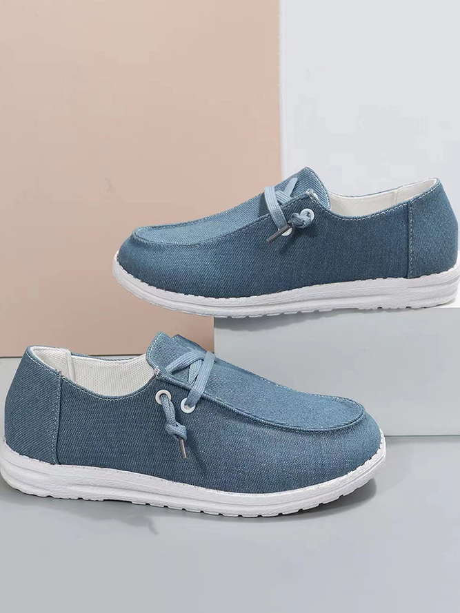 Lightweight Comfortable Canvas Casual Flat Slip On Shoes with Round Toe
