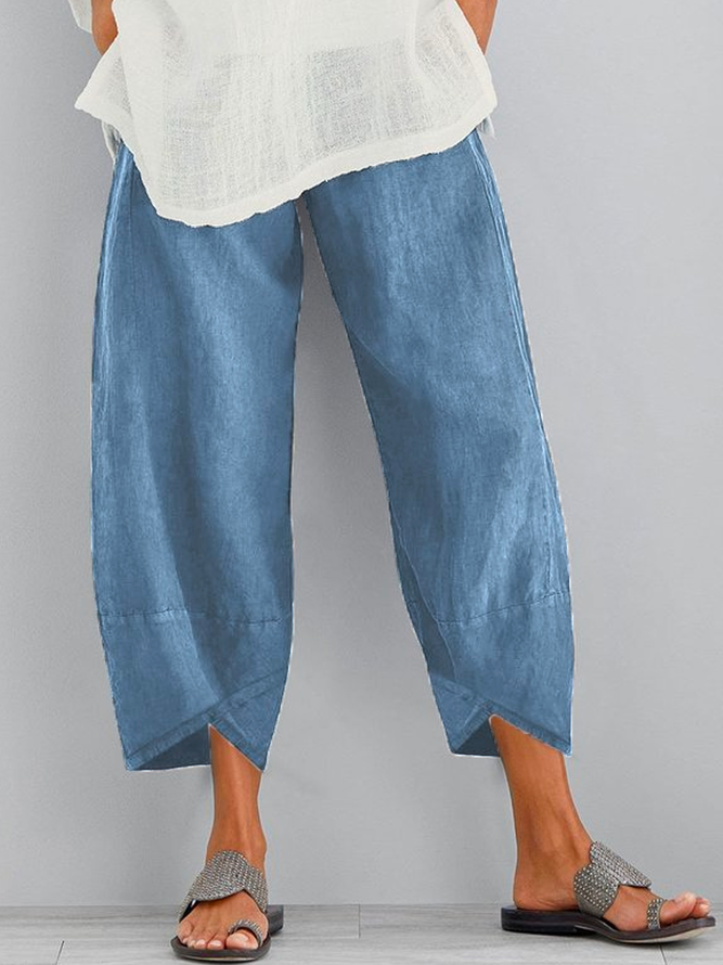 Plain Loosen Cotton Casual Pants