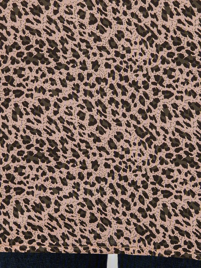 Casual Leopard Print V Neck Tops