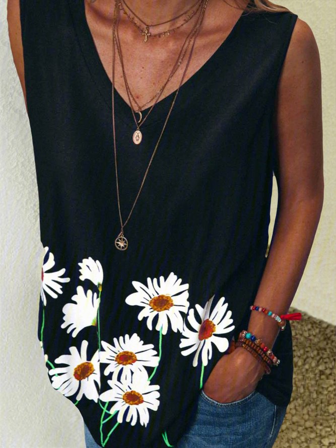 Black Shift Floral Knitted Holiday Tanks & Camis