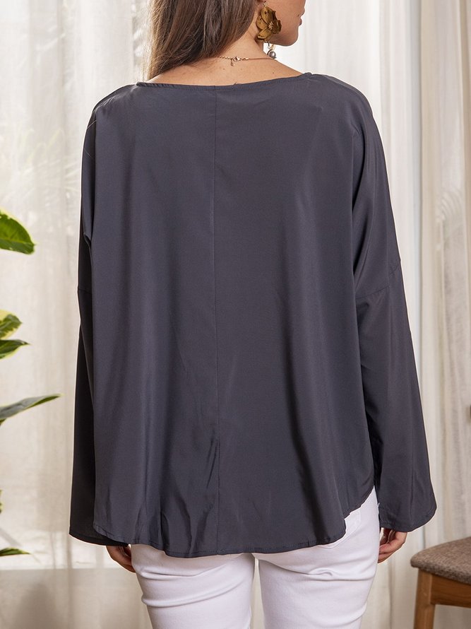 Casual Shirt Collar Cotton-Blend Tops