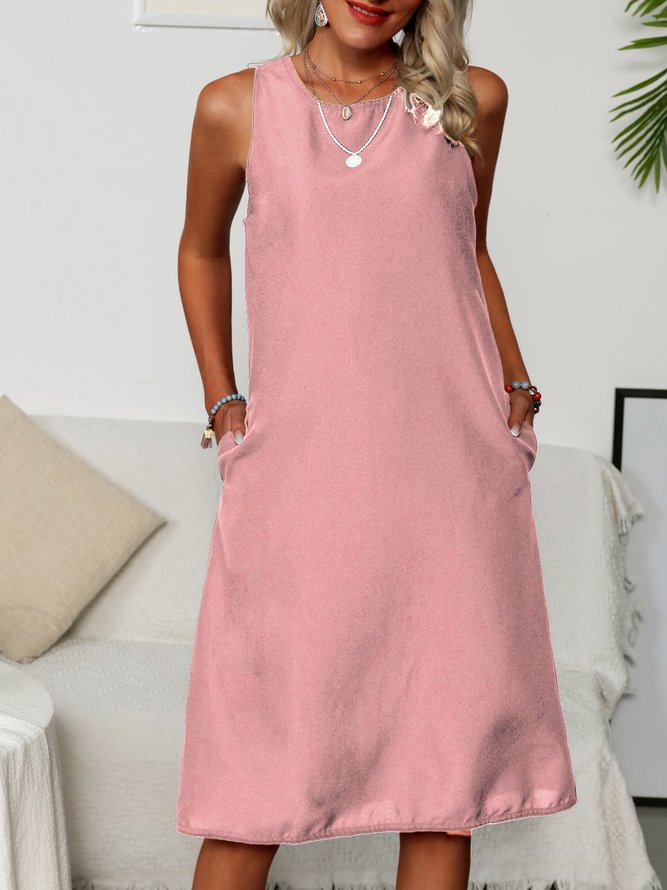 Sleeveless Casual Solid Weaving Dress