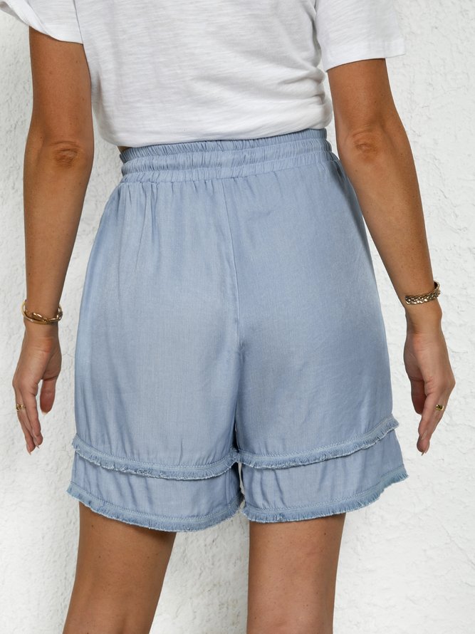Casual Pockets Solid Shorts