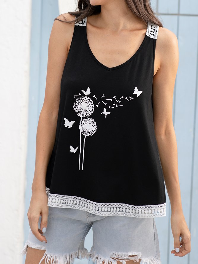 Butterfly Casual V Neck Top