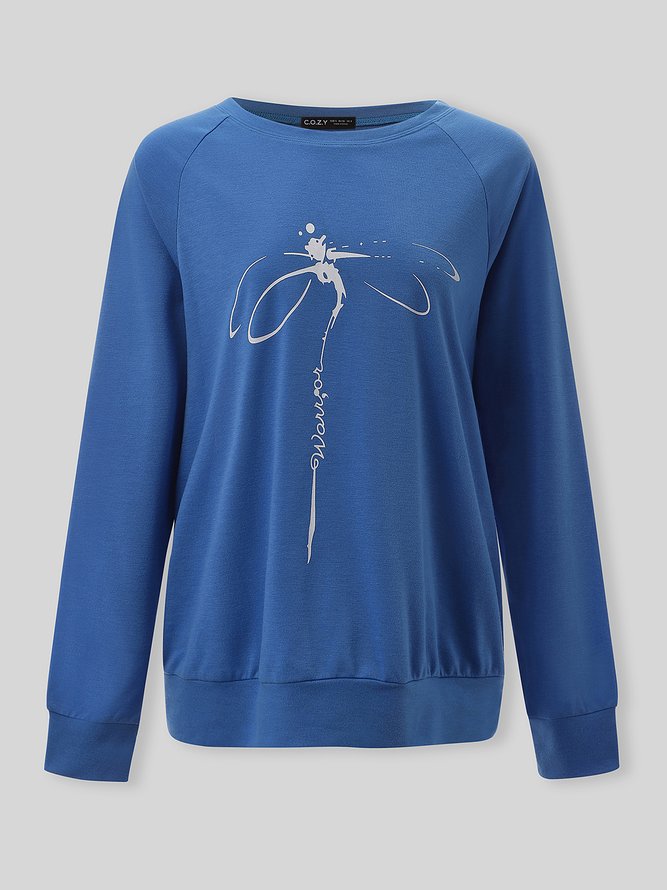 Long Sleeve Dragonfly Printed Sweatshirts
