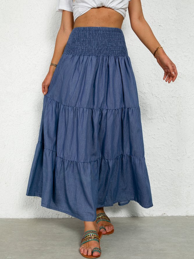 Plus Size A-Line Denim Washed Skirt