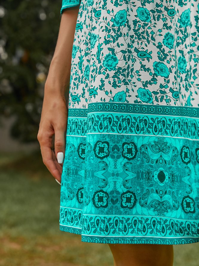 Floral-Print Resort A-Line Weaving Dress