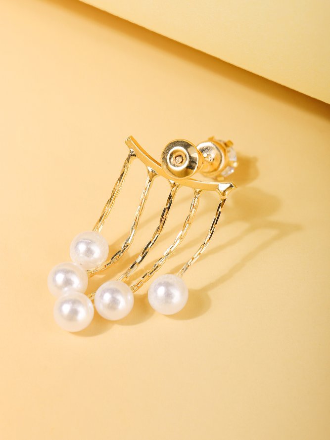 Pearl Tassel Rhinestone Earrings