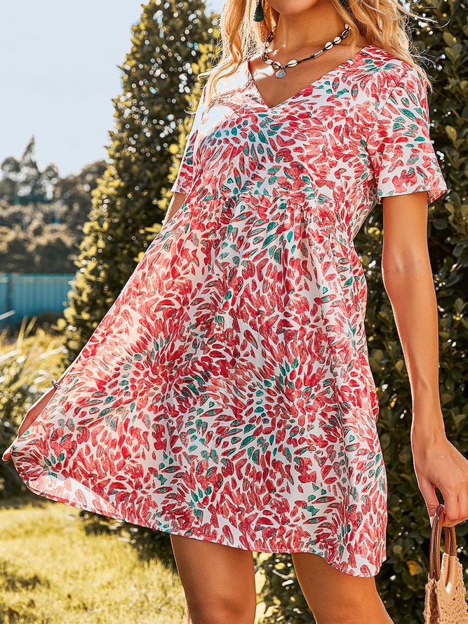 Short Sleeve Resort Weaving Dress