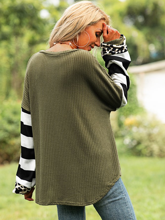 Casual Cotton-Blend Long Sleeve Tops