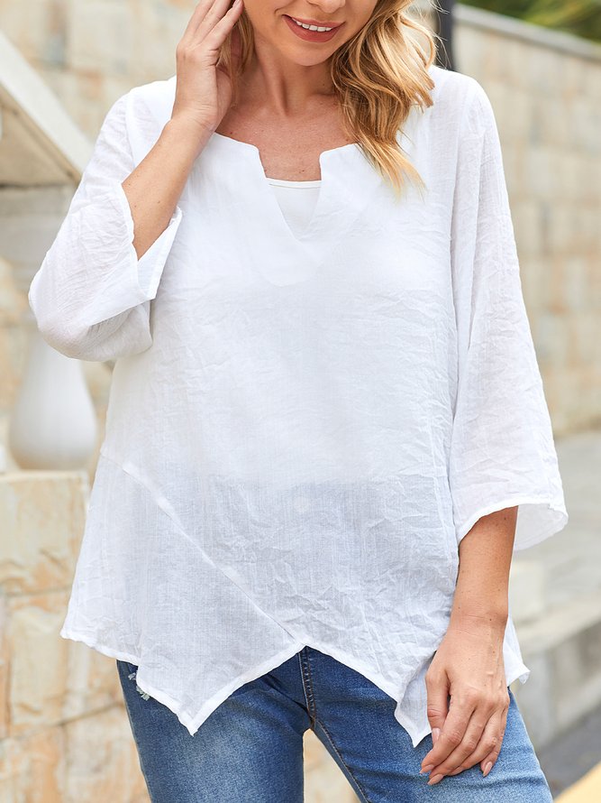 Oversized loose linen women's summer shirt (the fabric is a bit transparent, you need to wear it with a tube top)