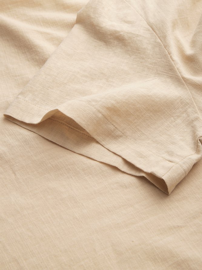 Long Sleeve Cotton-blend V Neck Jumpsuit & Romper