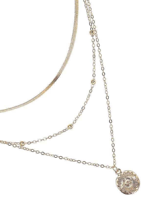 Simple Multi-layered Lotus Pendant Necklace