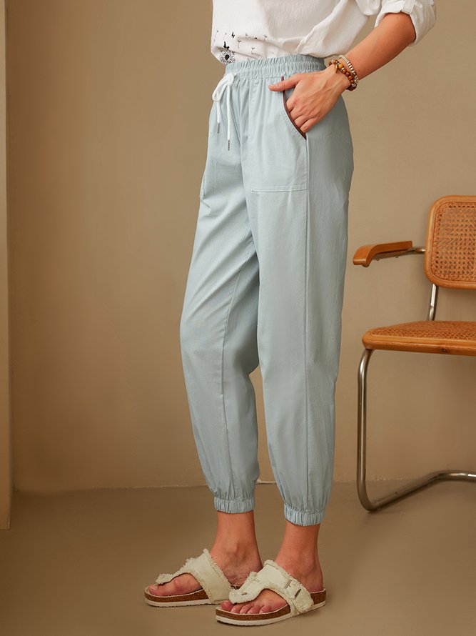 Plus Size Solid All Season Casual Pants
