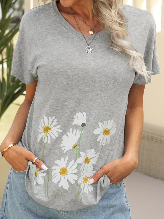 Plus size Floral Casual T-shirt