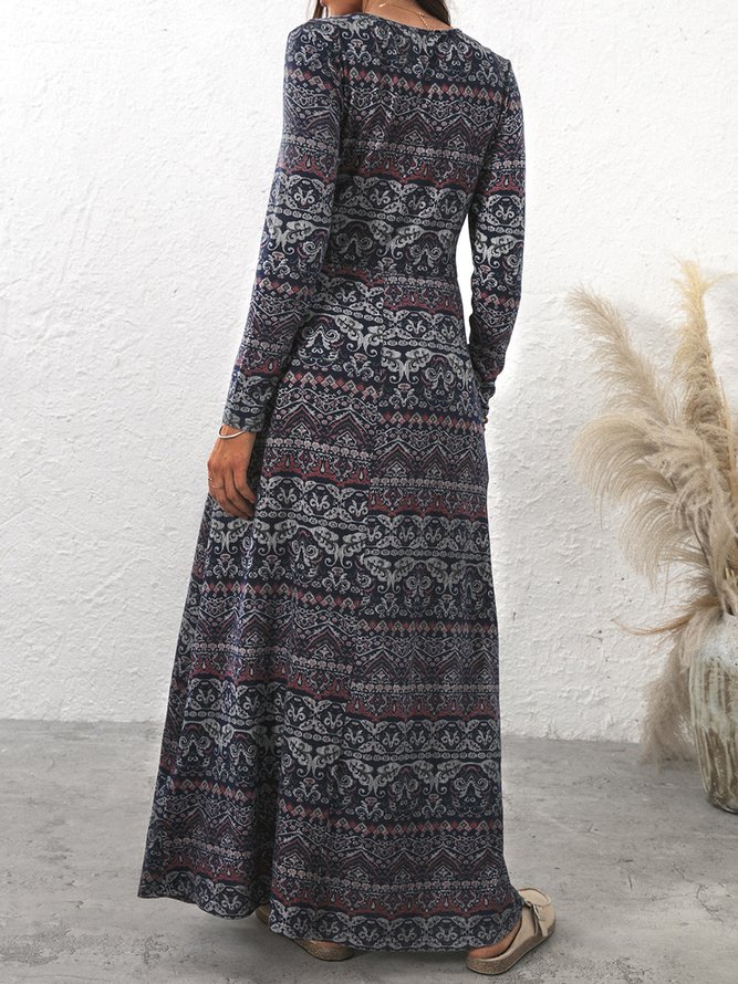 Women Fashion Cotton Blends Maxi Knitting Dress