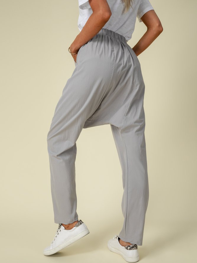 Casual Solid Pockets Pants