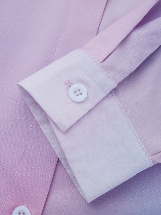 Long Sleeve Ombre/Tie-Dye Shirt Collar  Top