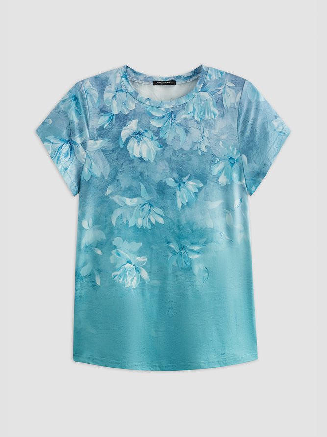 Floral print holiday blouse T-shirt Plus Size