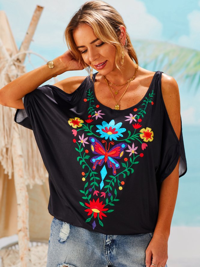 Casual Floral Short Sleeve T-shirt