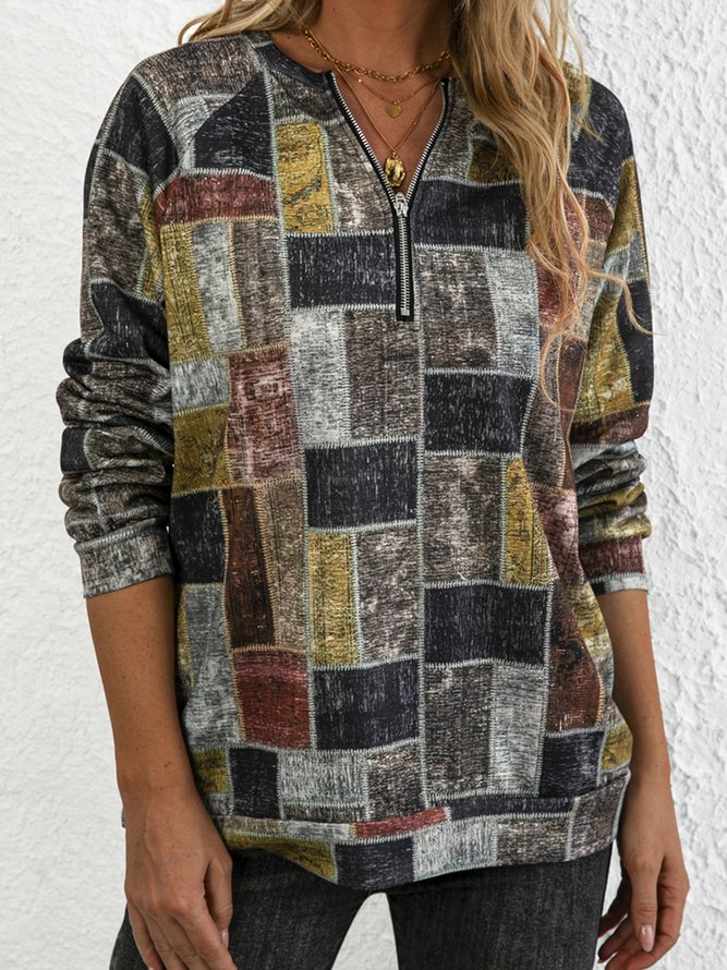 Plus size Geometric Printed Sweatshirts