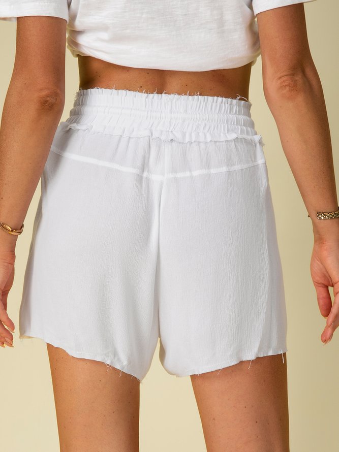 Vintage Solid Pockets Plus Size Casual Shorts