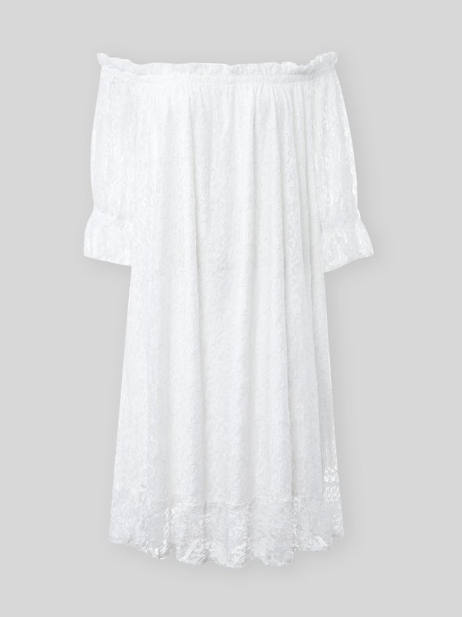 Cutout Lace Long Sleeve Weaving Dress