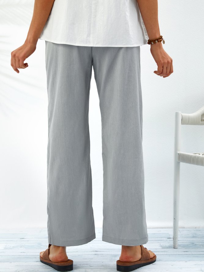Linen Pockets Solid Pants