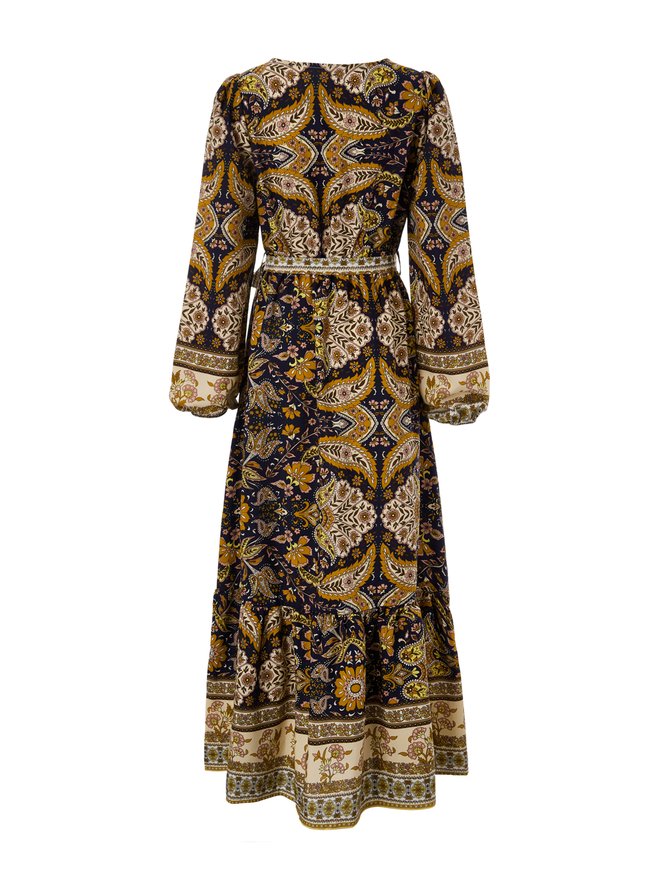 Loosen Square Neck Vintage Weaving Dress