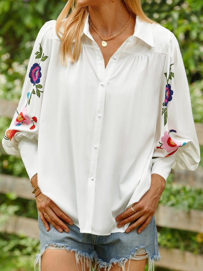 Floral Casual Loosen Long Sleeve Blouse