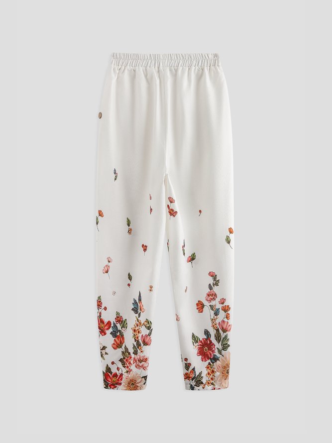 Casual Floral Ombre Loosen Pants