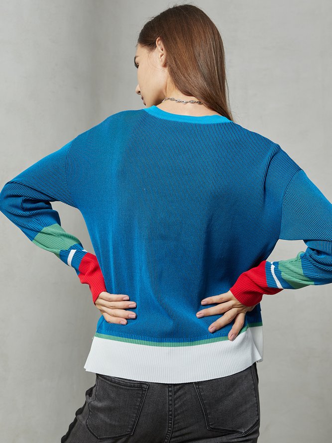 Shift Plain Long Sleeve V Neck Sweater