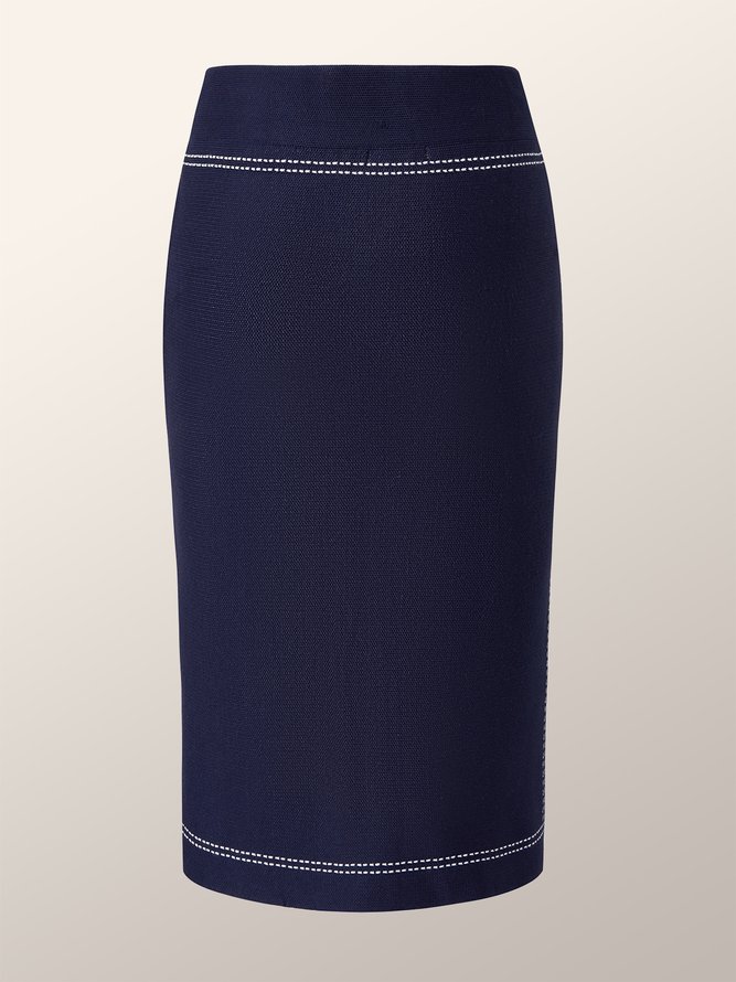 Jacquard Elegant Autumn Acrylic Micro-Elasticity Work Midi Fit Straight Skirt for Women