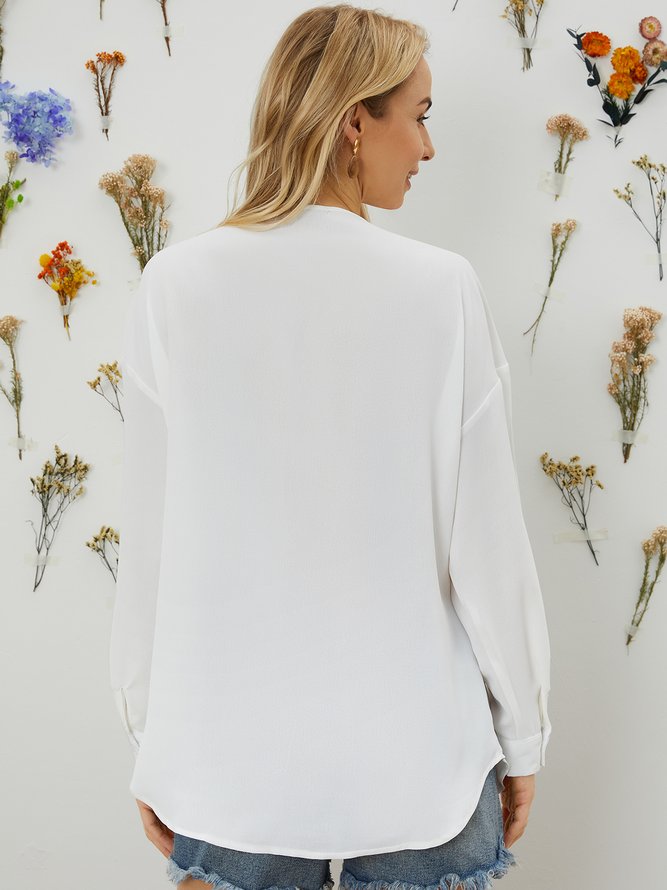 Floral V Neck Elegant Long Sleeve T-shirt