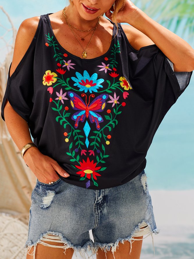 Casual Floral Short Sleeve T-shirt