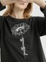 Casual Printed Spring Polyester Mid-weight Long sleeve Loose Crew Neck Extended Styles Sweatshirts for Women