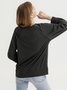 Casual Printed Spring Polyester Mid-weight Long sleeve Loose Crew Neck Extended Styles Sweatshirts for Women