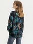 Casual Autumn Printed Polyester Daily Long sleeve Loose Crew Neck Regular Sweatshirts for Women