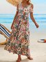Floral Vacation Short Sleeve Knit Maxi Dress